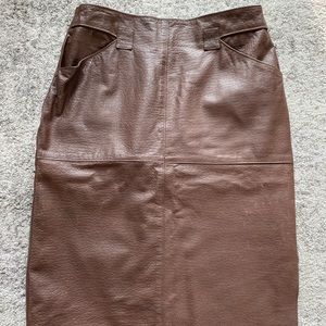 EMPORIO ARMANI Vintage Brown Leather Skirt  Size 14